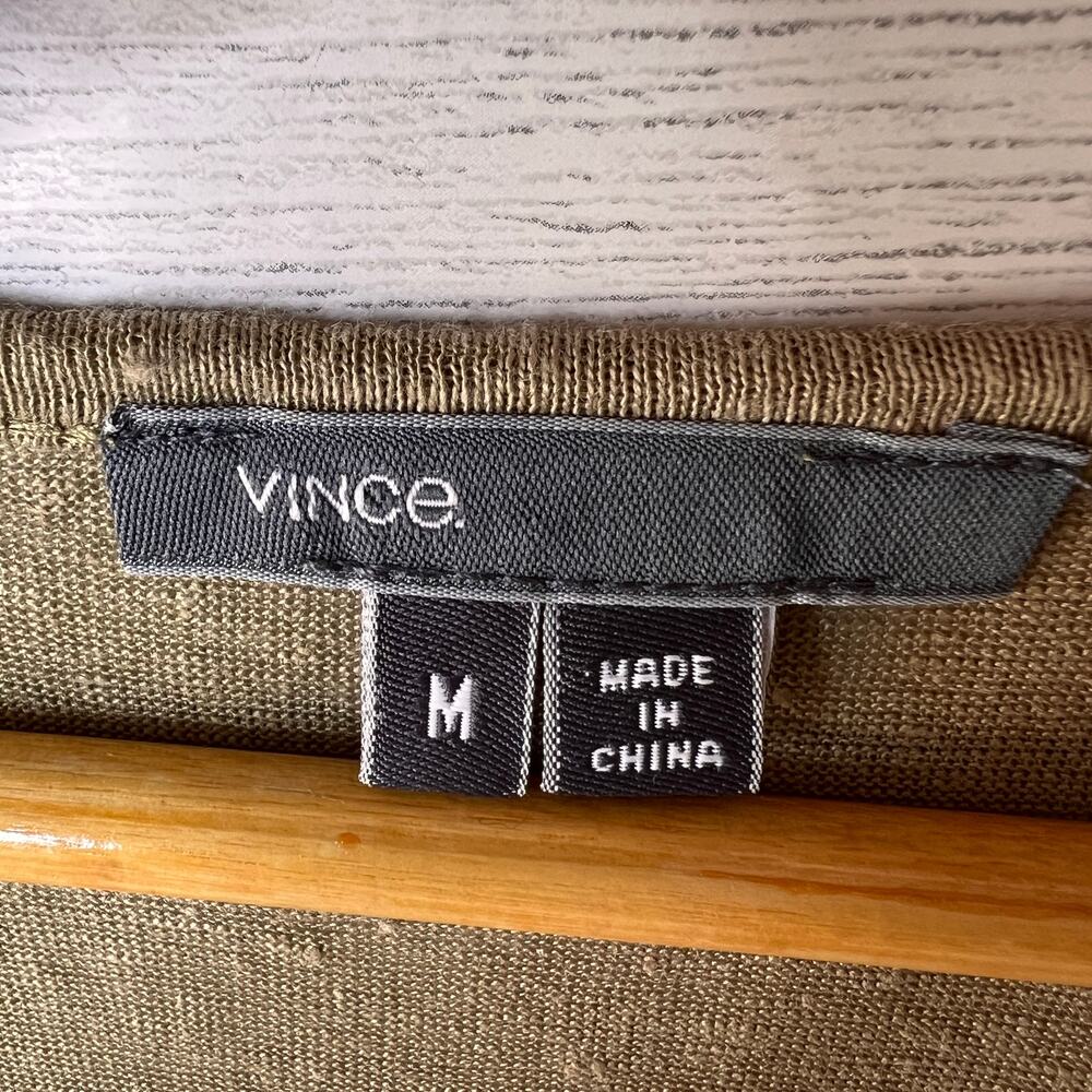Vince Shirt Womens Size Medium Tan 100% Linen Top Breathable Summertime - Picture 2 of 16
